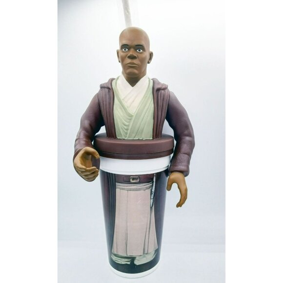 2 Mace Windu Star Wars Episode I Phantom Menace Fast Food Cups Tops Straw 1999 - Picture 3 of 15